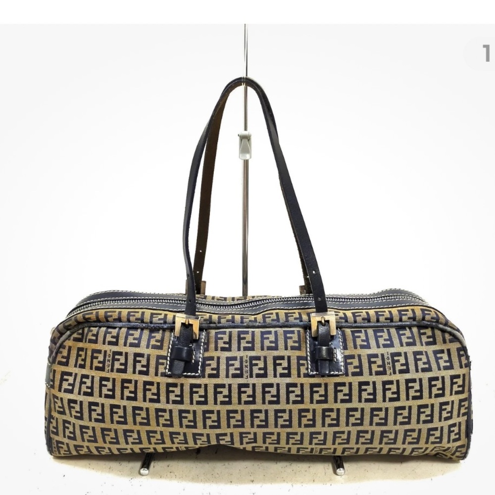 Fendi Black and Tan zucchino east west purse